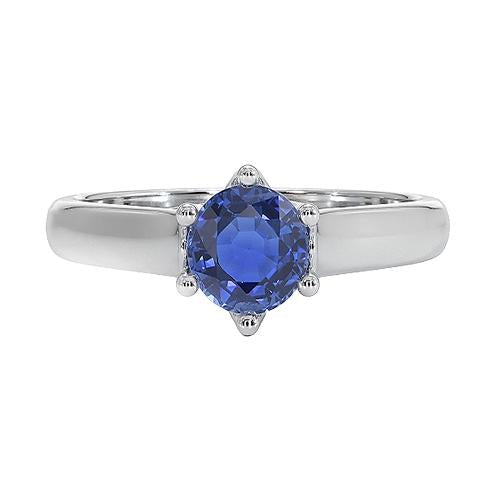 Solitaire Blue Sapphire Gemstone Ring 2 Carats White Gold - Gemstone Ring-harrychadent.ca