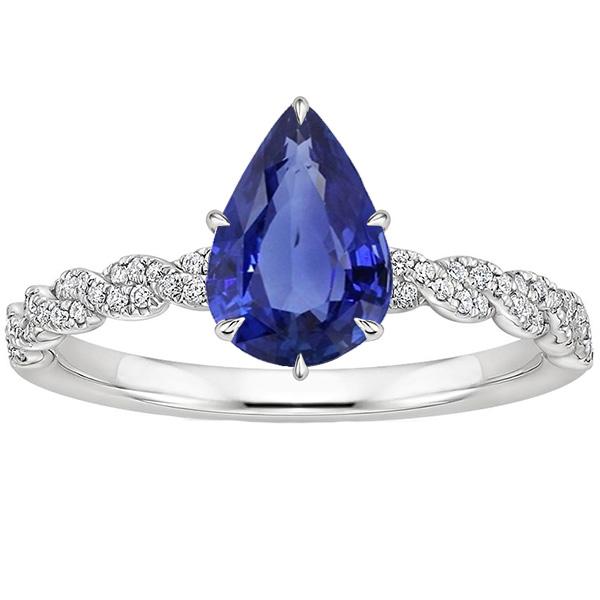 Solitaire Blue Sapphire Ring & Diamond Accents 3.50 Carats - Gemstone Ring-harrychadent.ca