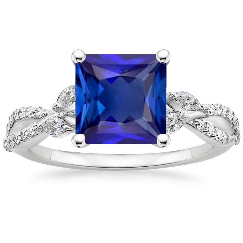 Solitaire Blue Sapphire Ring With Marquise & Round Accents 6 Carats - Gemstone Ring-harrychadent.ca