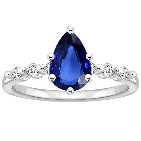 Solitaire Blue Sapphire Wedding Ring With Diamond Accents 3 Carats - Gemstone Ring-harrychadent.ca