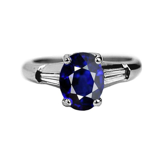 Solitaire Deep Blue Sapphire Ring 2.50 Carats Ladies Jewelry - Gemstone Ring-harrychadent.ca