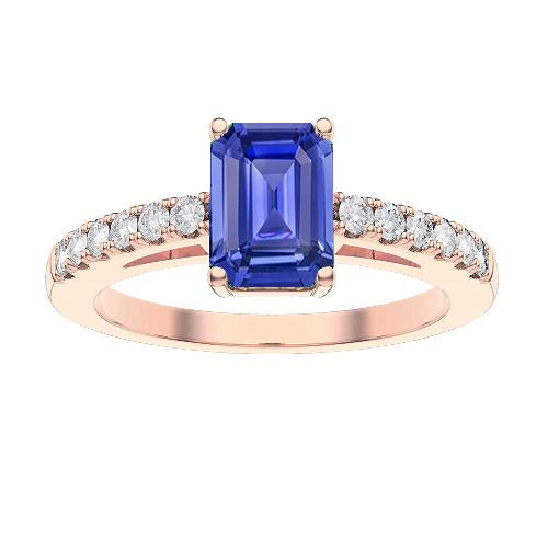 Solitaire Emerald Blue Sapphire Ring With Diamond Accents 3 Carats - Gemstone Ring-harrychadent.ca
