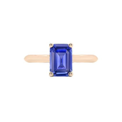 Solitaire Emerald Ceylon Sapphire Ring 1.50 Carats Rose Gold 14K - Gemstone Ring-harrychadent.ca