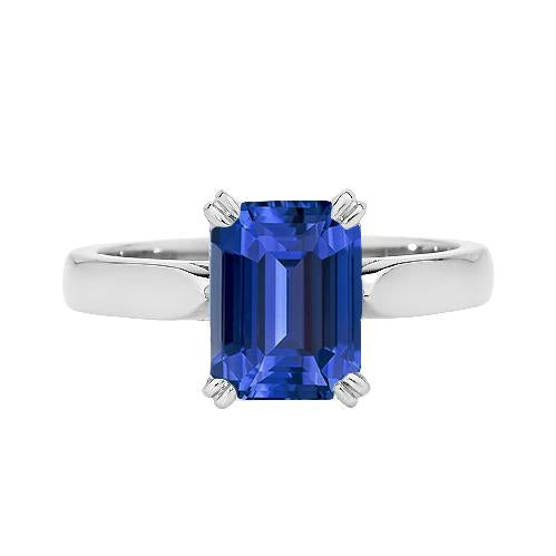 Solitaire Emerald Ring Prong Set Ceylon Sapphire 2.50 Carats Gold 14K - Gemstone Ring-harrychadent.ca