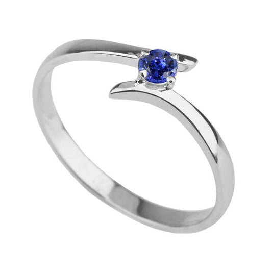 Solitaire Engagement Ring Ceylon Blue Sapphire 1 Carat Bypass Style - Gemstone Ring-harrychadent.ca