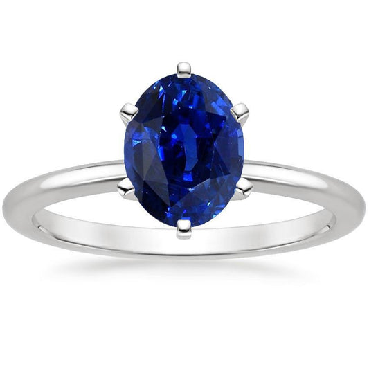 Solitaire Engagement Ring Oval Cut Ceylon Sapphire 2 Carats - Gemstone Ring-harrychadent.ca