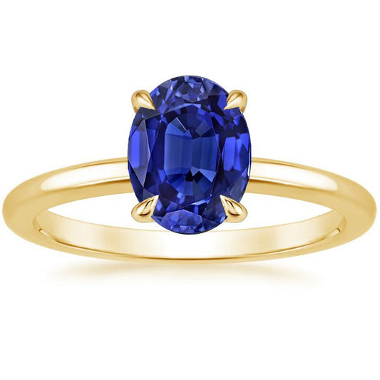 Solitaire Engagement Ring Oval Sri Lankan Sapphire 2.50 Carats - Gemstone Ring-harrychadent.ca