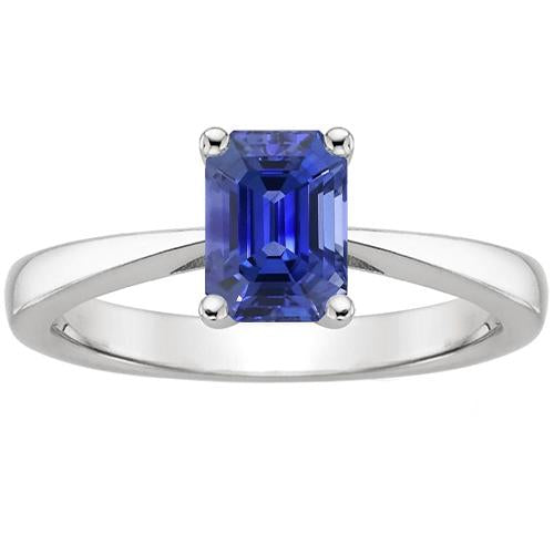 Solitaire Engagement Ring Prong Set Emerald Blue Sapphire 2 Carats - Gemstone Ring-harrychadent.ca