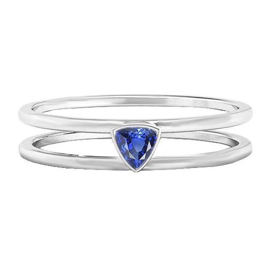 Solitaire Engagement Ring Set Trillion Sapphire With Band 0.50 Carats - Gemstone Ring-harrychadent.ca