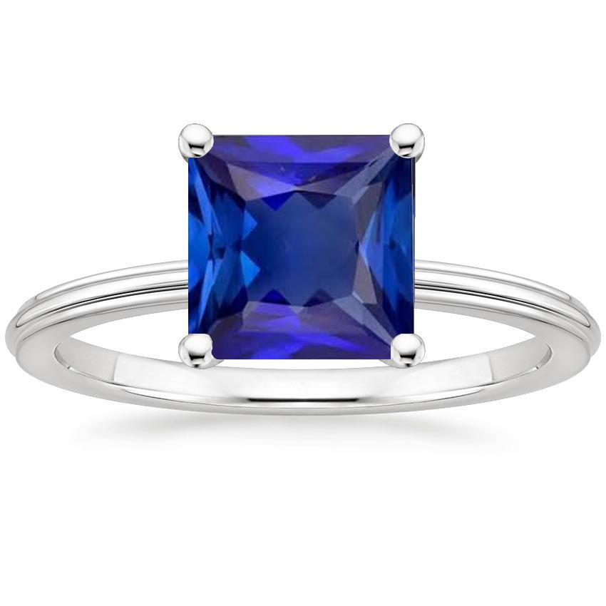 Solitaire Gemstone Engagement Ring 5 Carats Blue Sapphire Princess Cut - Gemstone Ring-harrychadent.ca