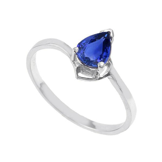 Solitaire Gemstone Engagement Ring Pear Blue Sapphire 1 Carat - Gemstone Ring-harrychadent.ca