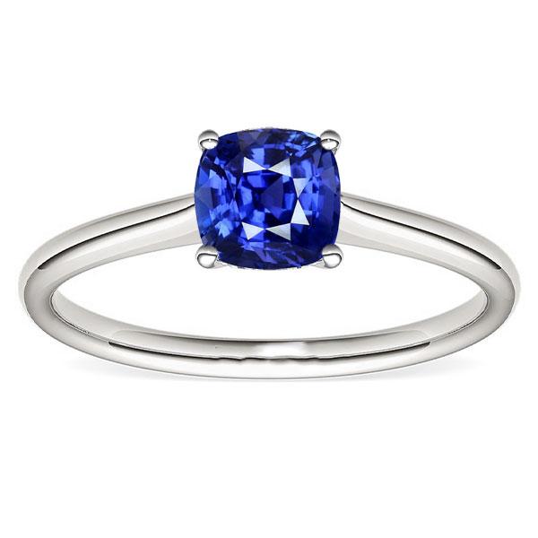 Solitaire Gemstone Jewelry Cushion Ceylon Sapphire Ring 1.50 Carats - Gemstone Ring-harrychadent.ca