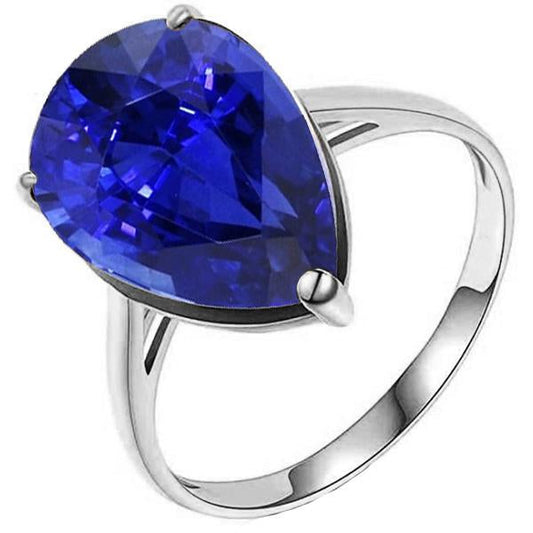 Solitaire Gemstone Jewelry Ring Pear Sri Lankan Sapphire 4 Carats - Gemstone Ring-harrychadent.ca