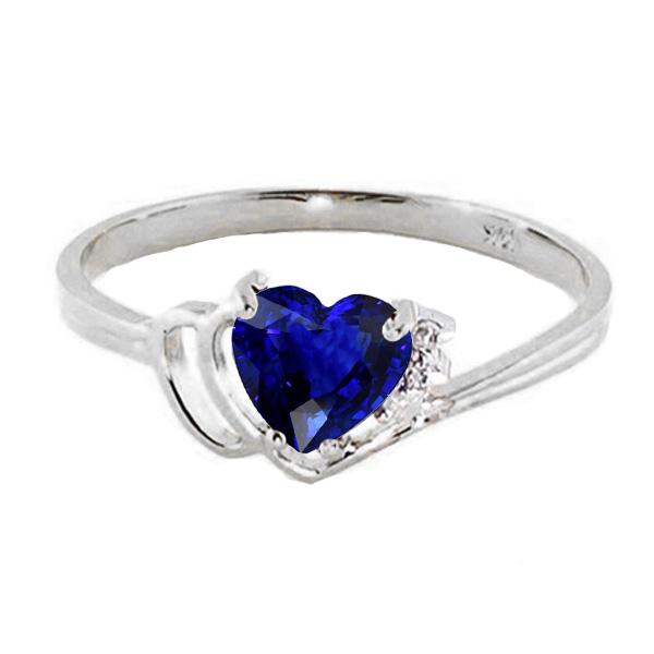 Solitaire Gemstone Ring Heart Ceylon Sapphire 1 Carat White Gold 14K - Gemstone Ring-harrychadent.ca