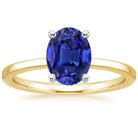 Solitaire Gemstone Ring Jewelry Oval Blue Sapphire 2.50 Carats - Gemstone Ring-harrychadent.ca