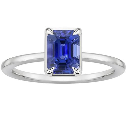 Solitaire Gemstone Ring Prong Set Emerald Ceylon Sapphire 3 Carats - Gemstone Ring-harrychadent.ca