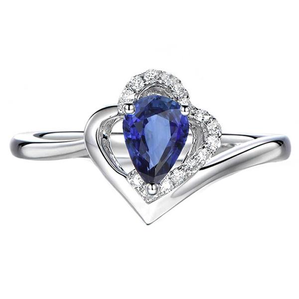 Solitaire Gemstone Ring With Diamond Accents Blue Sapphire 2.50 Carats - Gemstone Ring-harrychadent.ca