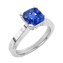 Solitaire Gold Ring Radiant Natural Blue Sapphire 1.50 Carats 4 Prong