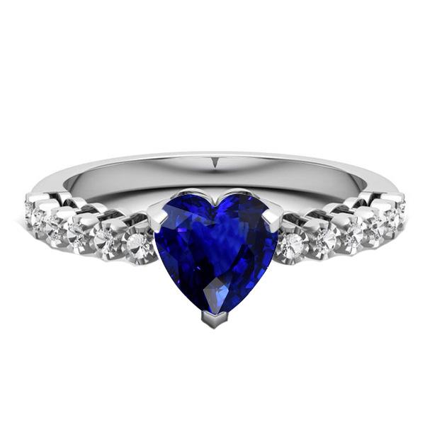 Solitaire Heart Ceylon Sapphire Ring With Diamond Accents 2 Carats - Gemstone Ring-harrychadent.ca