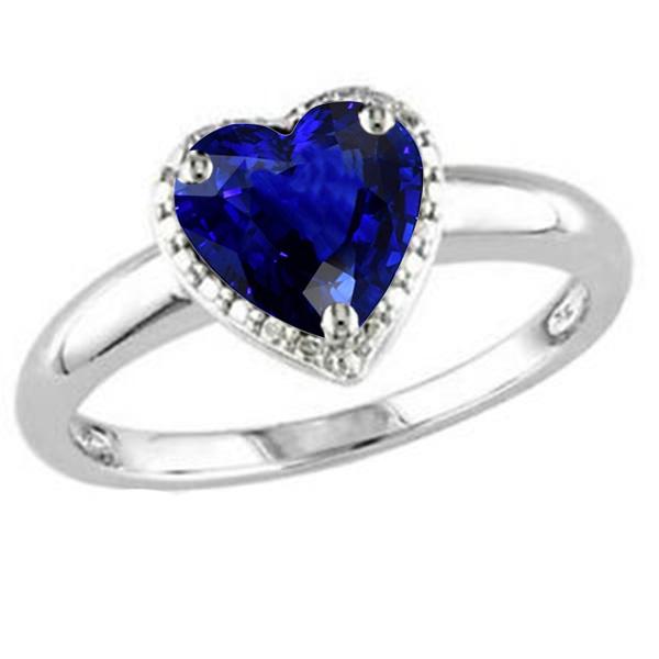 Solitaire Heart Cut Ceylon Sapphire Gemstone Ring 2.50 Carats Gold 14K - Gemstone Ring-harrychadent.ca