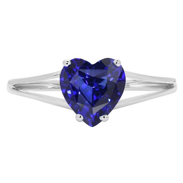 Solitaire Heart Cut Ring Sri Lankan Sapphire Split Shank 2.50 Carats - Gemstone Ring-harrychadent.ca