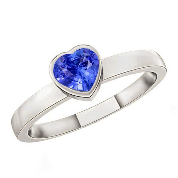 Solitaire Heart Light Blue Sapphire Ring Bezel Set 1 Carat - Gemstone Ring-harrychadent.ca