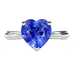 Solitaire Light Blue Sapphire Heart Ring 2.50 Carats Prong Set Jewelry