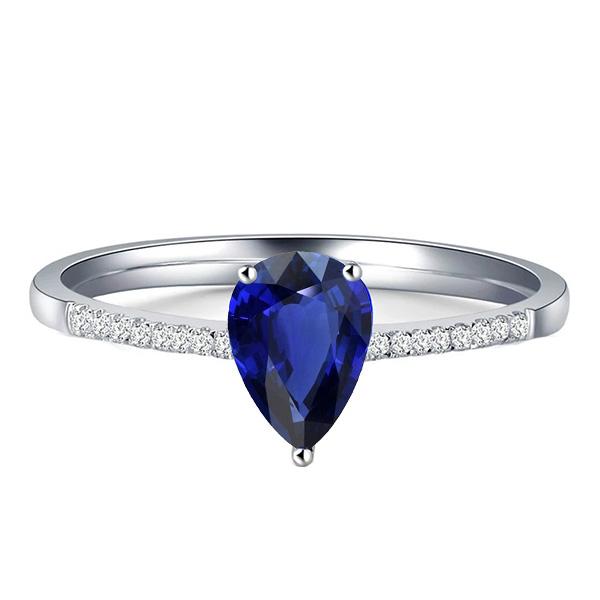 Solitaire Oval Blue Sapphire Ring With Diamond Accents 2.50 Carats - Gemstone Ring-harrychadent.ca