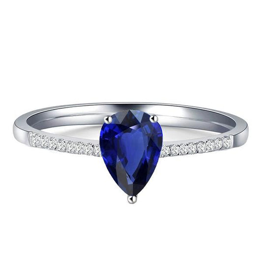 Solitaire Oval Blue Sapphire Ring With Diamond Accents 2.50 Carats - Gemstone Ring-harrychadent.ca