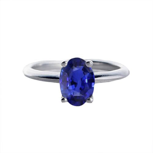 Solitaire Oval Gemstone Ring Prong Set Natural Blue Sapphire 1 Carat - Gemstone Ring-harrychadent.ca