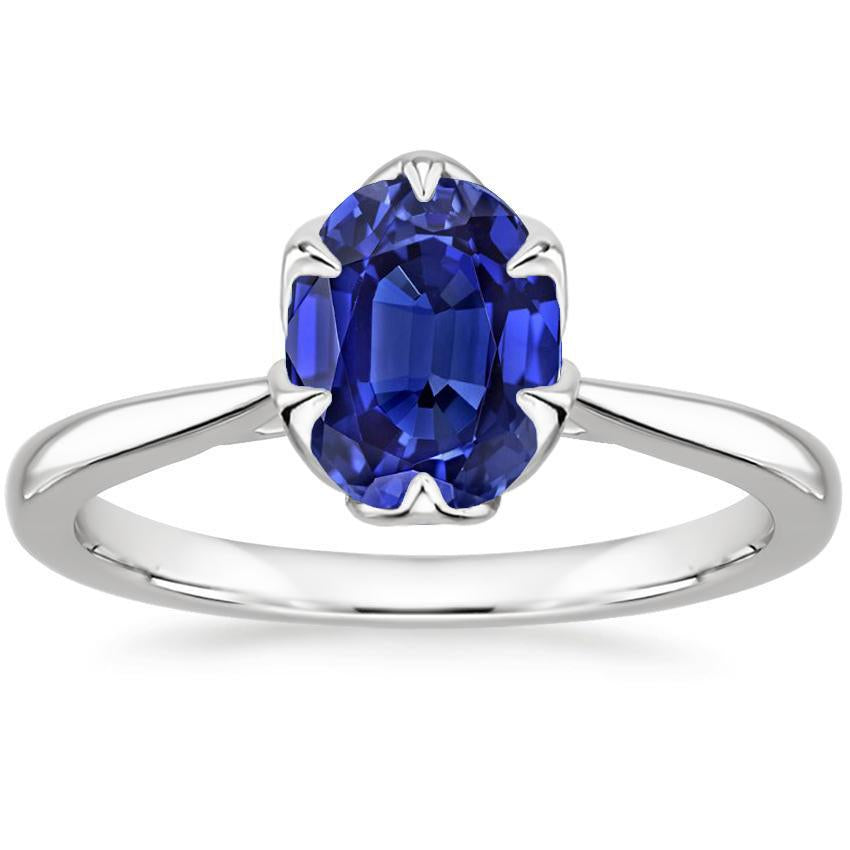 Solitaire Oval Shaped Ring Sri Lankan Sapphire 2.50 Carats - Gemstone Ring-harrychadent.ca