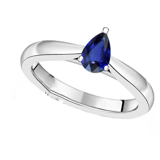 Solitaire Pear Shaped Blue Sapphire Ring Teardrop Style 1.50 Carats - Gemstone Ring-harrychadent.ca