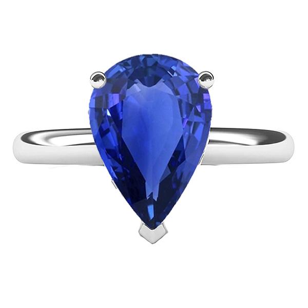 Solitaire Pear Sri Lankan Sapphire Ring Prong Set 3 Carats Gold - Gemstone Ring-harrychadent.ca