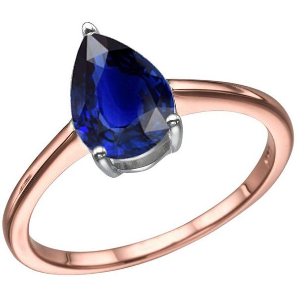 Solitaire Pear Sri Lankan Sapphire Ring Two Tone 3 Carats - Gemstone Ring-harrychadent.ca