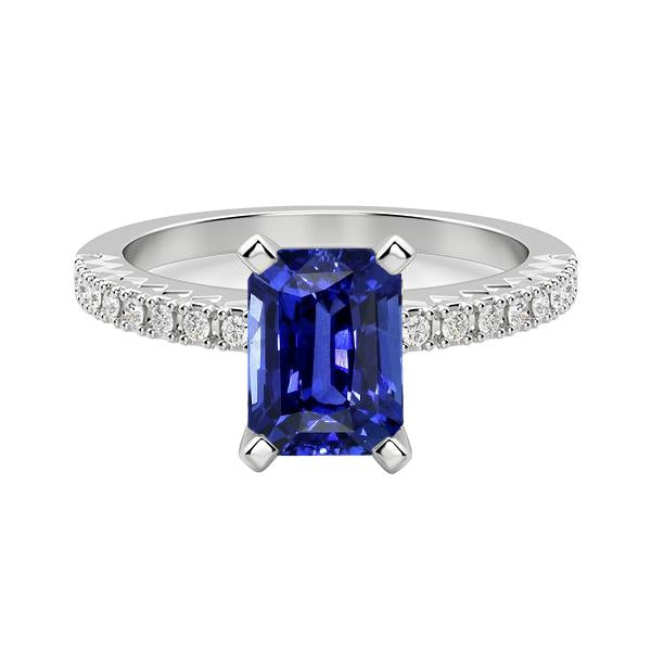 Solitaire Emerald Deep Blue Sapphire Ring With Accents 3 Carats - Gemstone Ring-harrychadent.ca