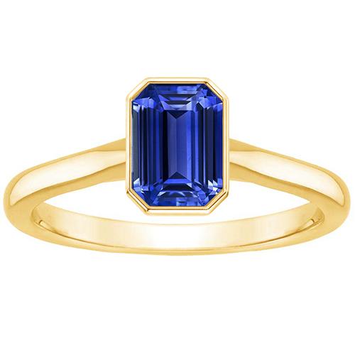 Solitaire Ring Bezel Set Emerald Sri Lankan Sapphire 3 Carats - Gemstone Ring-harrychadent.ca