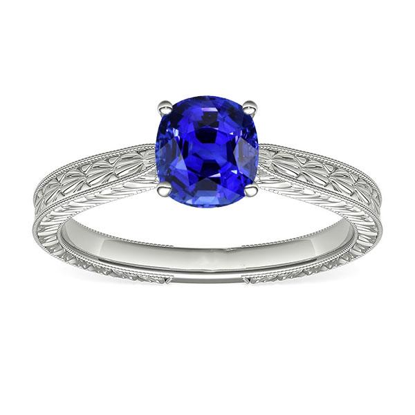Solitaire Ring Cushion Ceylon Sapphire Antique Style 1.50 Carats - Gemstone Ring-harrychadent.ca