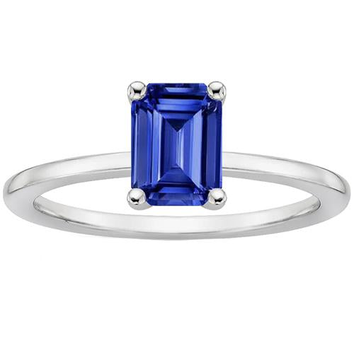 Solitaire Ring Emerald Blue Sapphire 3 Carats Prong Setting - Gemstone Ring-harrychadent.ca