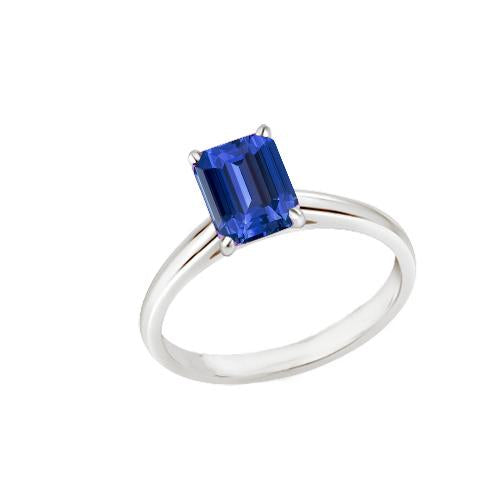 Solitaire Ring Emerald Natural Blue Sapphire 2 Carats Prong Set - Gemstone Ring-harrychadent.ca