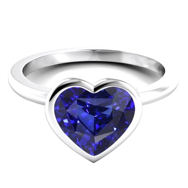 Solitaire Ring Heart Bezel Set Sri Lankan Sapphire 2 Carats Gold - Gemstone Ring-harrychadent.ca