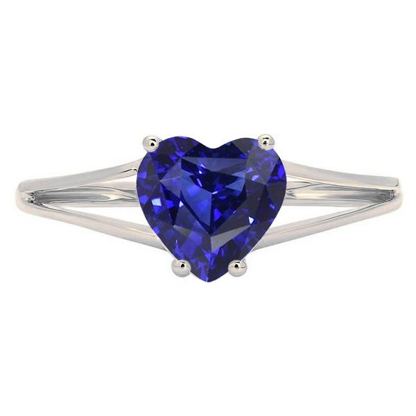 Solitaire Ring Heart Ceylon Sapphire 2 Carats 14K Gold Split Shank - Gemstone Ring-harrychadent.ca