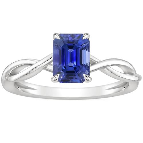 Solitaire Ring Infinity Style Emerald Blue Sapphire 3 Carats - Gemstone Ring-harrychadent.ca