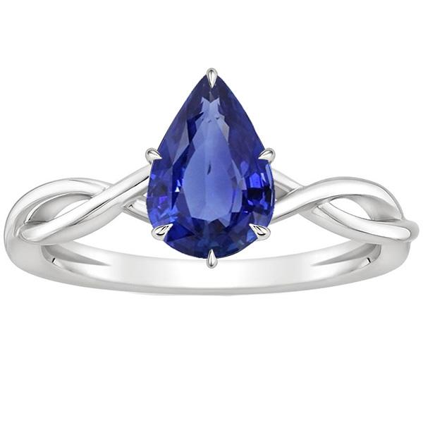 Solitaire Ring Infinity Style Pear Blue Sapphire 2.50 Carats - Gemstone Ring-harrychadent.ca