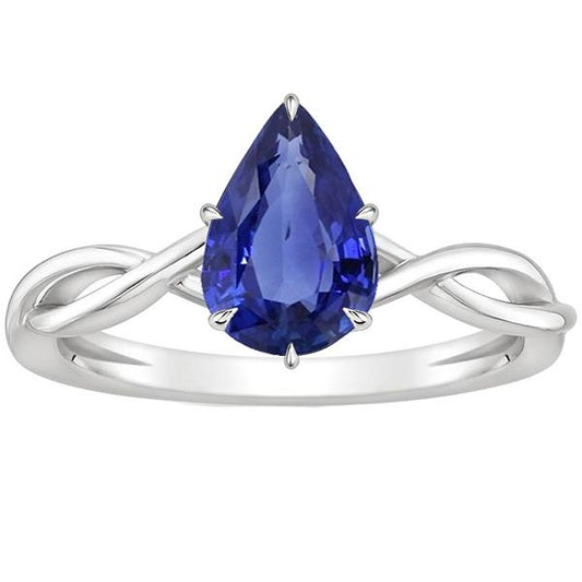 Solitaire Ring Infinity Style Pear Blue Sapphire 2.50 Carats - Gemstone Ring-harrychadent.ca