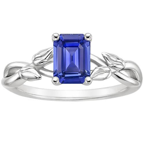 Solitaire Ring Leaf Infinity Style Emerald Ceylon Sapphire 3.50 Carats - Gemstone Ring-harrychadent.ca