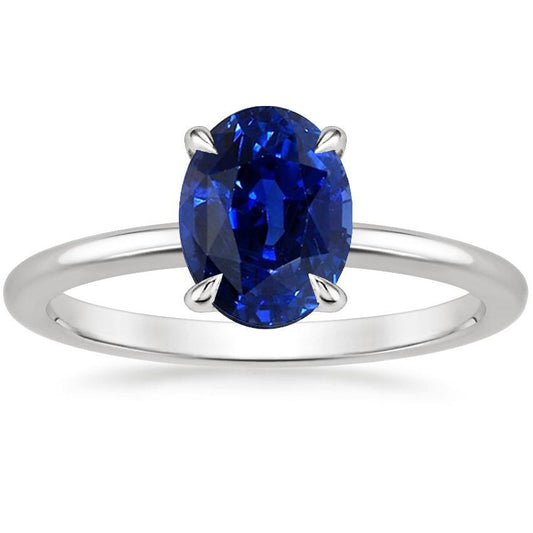 Solitaire Ring Oval Cut Ceylon Sapphire 2.50 Carats Prong Set - Gemstone Ring-harrychadent.ca