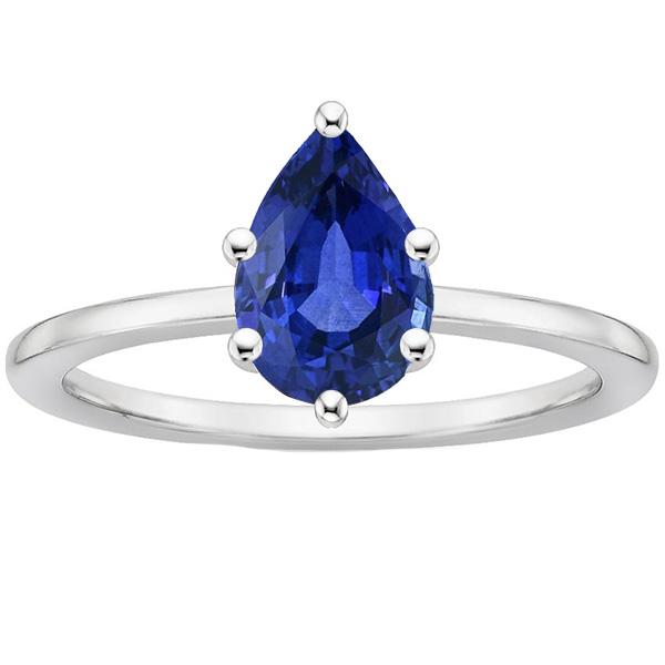 Solitaire Ring Pear Cut Blue Sapphire 2.50 Carats Prong Setting - Gemstone Ring-harrychadent.ca