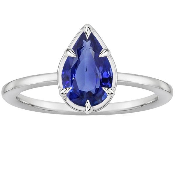 Solitaire Ring Pear Cut Sri Lankan Sapphire 2.50 Carats - Gemstone Ring-harrychadent.ca