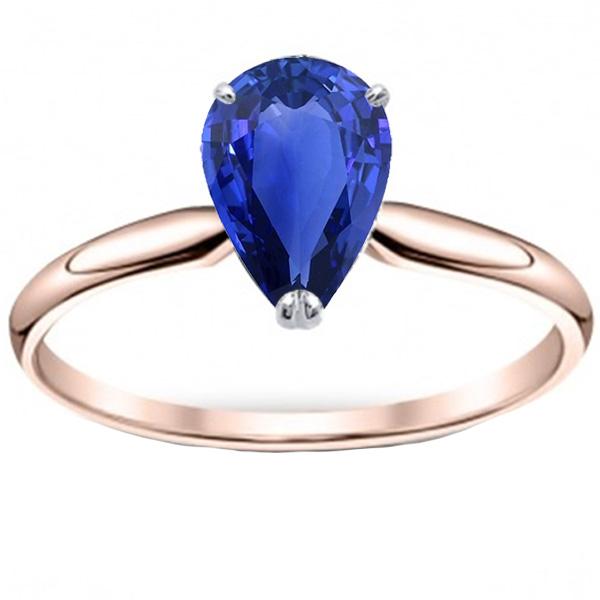 Solitaire Ring Pear Sri Lankan Sapphire 3 Carats - Gemstone Ring-harrychadent.ca