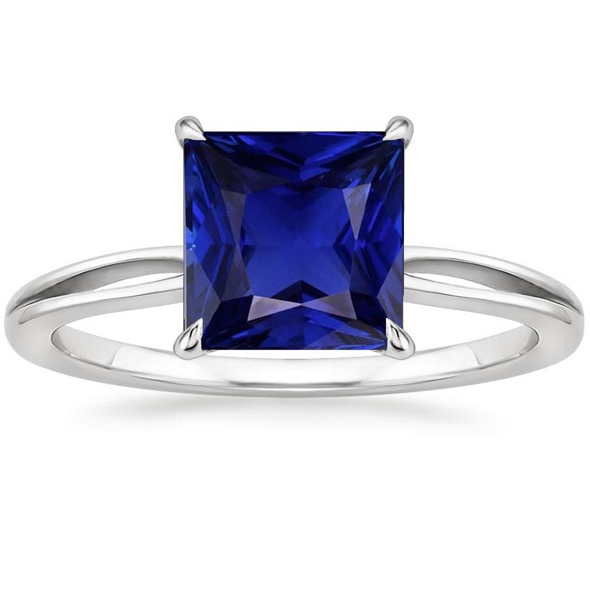 Solitaire Ring Princess Cut Sri Lankan Sapphire Split Shank 5 Carats - Gemstone Ring-harrychadent.ca